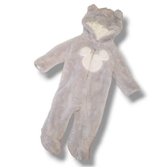 Baby Girl Boy Unisex Bodysuit 6-9M Fuzzy Warm Bear Winter Fall Cozy Hooded - Picture 1 of 7